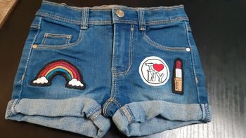 Short jean fille 4 ans écusson arc en ciel New York