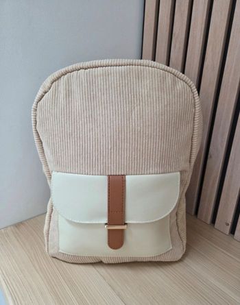 Sac à dos velour cottelé beige neuf 