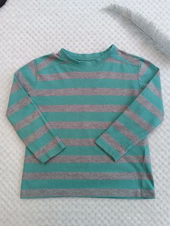 🔸T-shirt rayé vert et gris - Vertbaudet 4A Garçon🔸