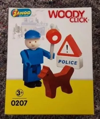 Policier et chien, jouet en bois, par WoodyClick