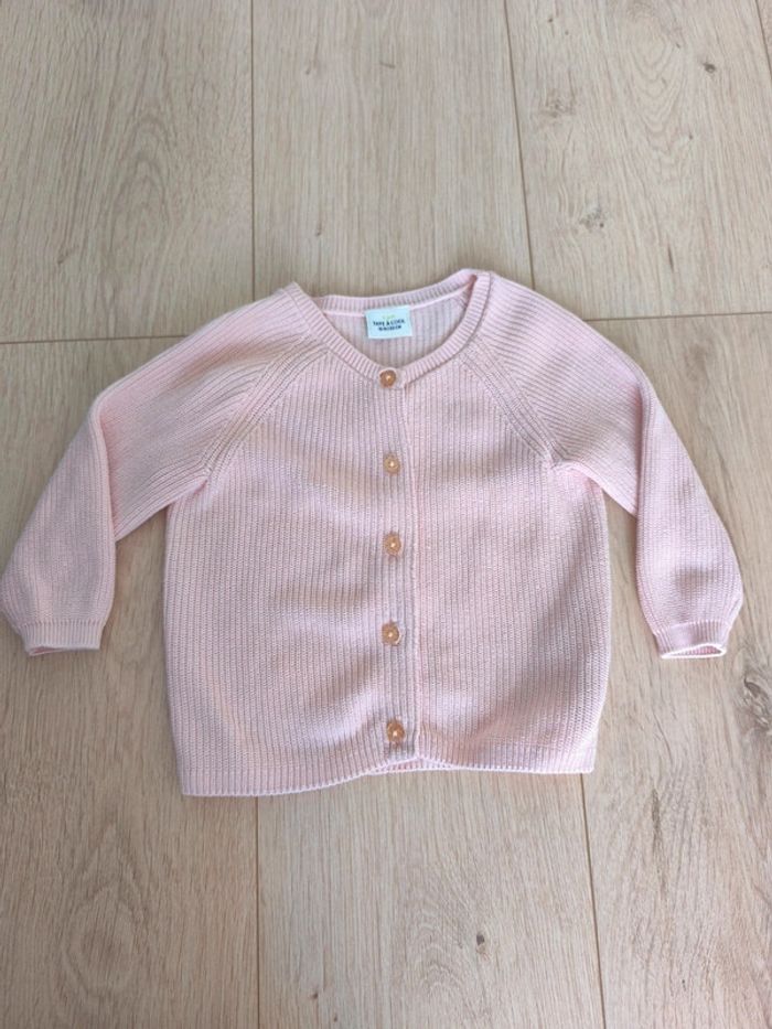 Gilet fille rose avec boutons pailletés Tape à l'Oeil - Taille 80cm