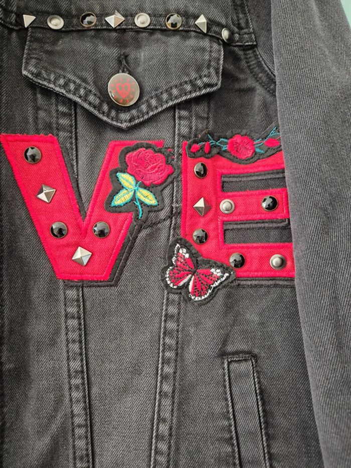 Veste noire rock, en jean, taille 38, Desigual, neuve - photo numéro 5