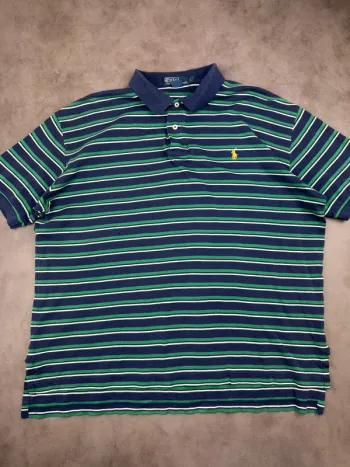 Polo Ralph Lauren à rayures Bleu et Vert Taille L