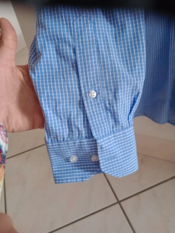 Chemise homme taille 5 43-44 vichy bleu c84 - photo numéro 6