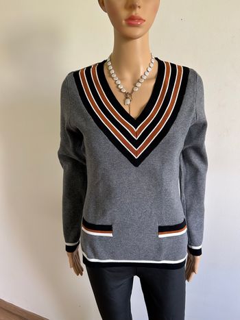 Pull gris avec col en V Morgan taille S jamais porté 