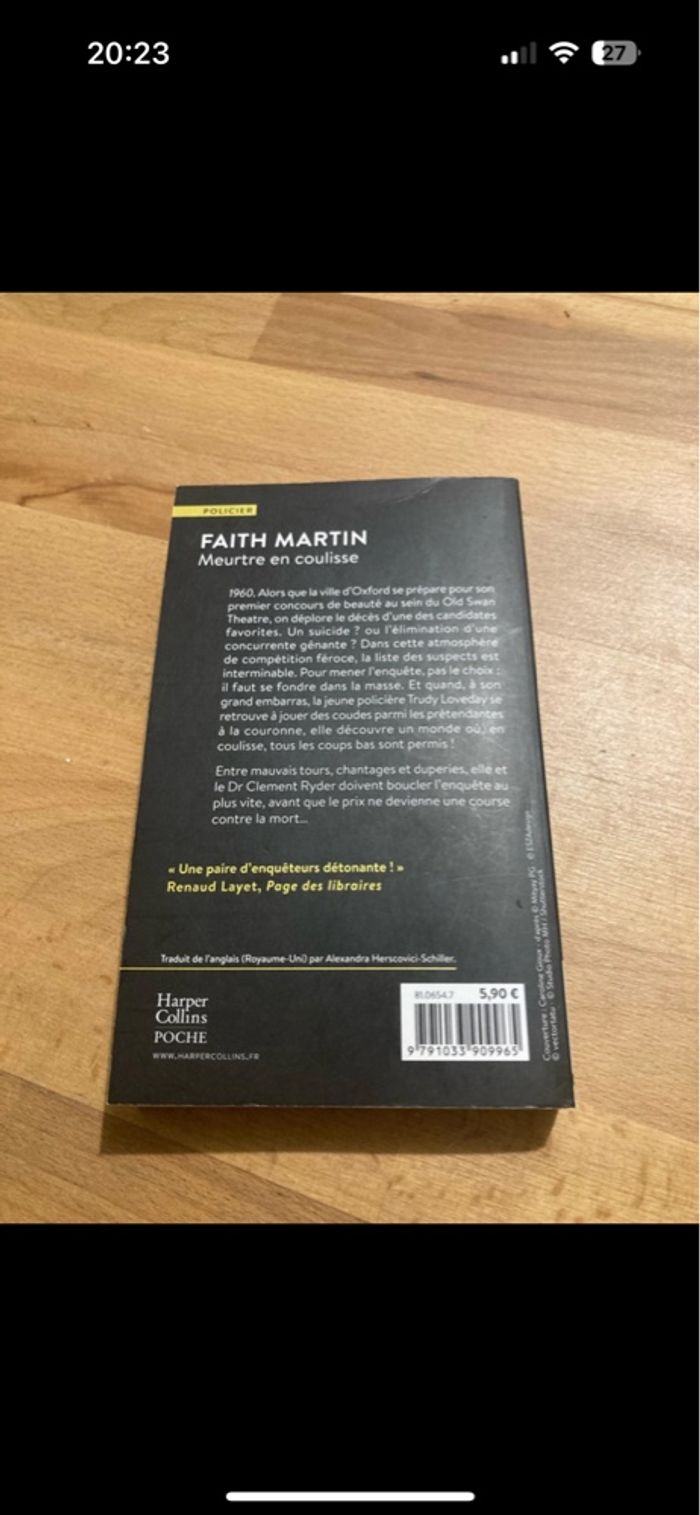 Livre Meurtre en coulisse de Faith Martin - photo numéro 2