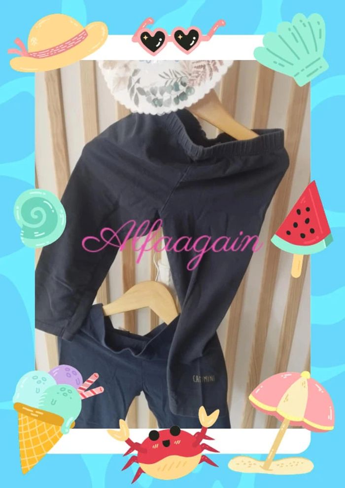 Lot leggings court bleus catimini 8ans - photo numéro 2