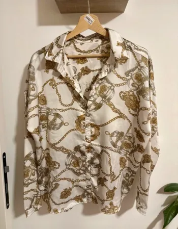 Chemise vintage motifs chaîne satinée