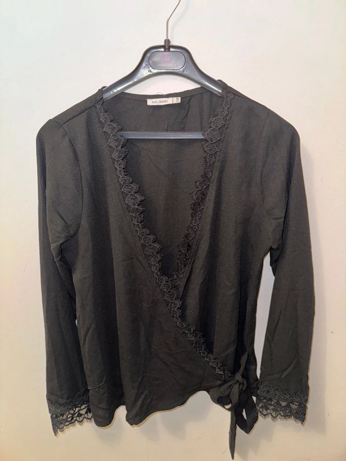 Blouse cache cœur noir kilibbi S/M