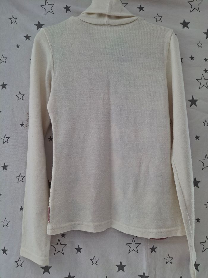 Pull moulant col roulé blanc à losanges rose et noir 12 ans - photo numéro 6