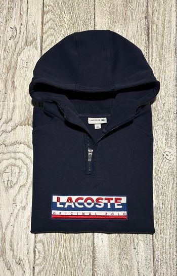 Sweat à capuche 1/4 zip Lacoste sweat-shirt hoodie molleton - taille M - bleue marine - homme