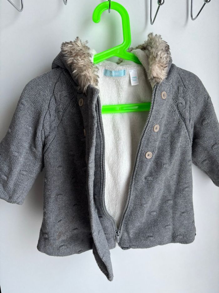 Manteau chaud bébé à capuche gris 12 mois obaibi - photo numéro 2