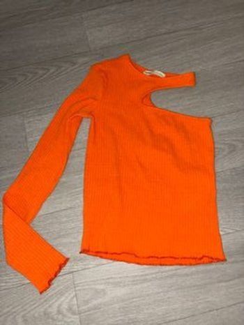 T-shirt côtelé à découpe orange S 