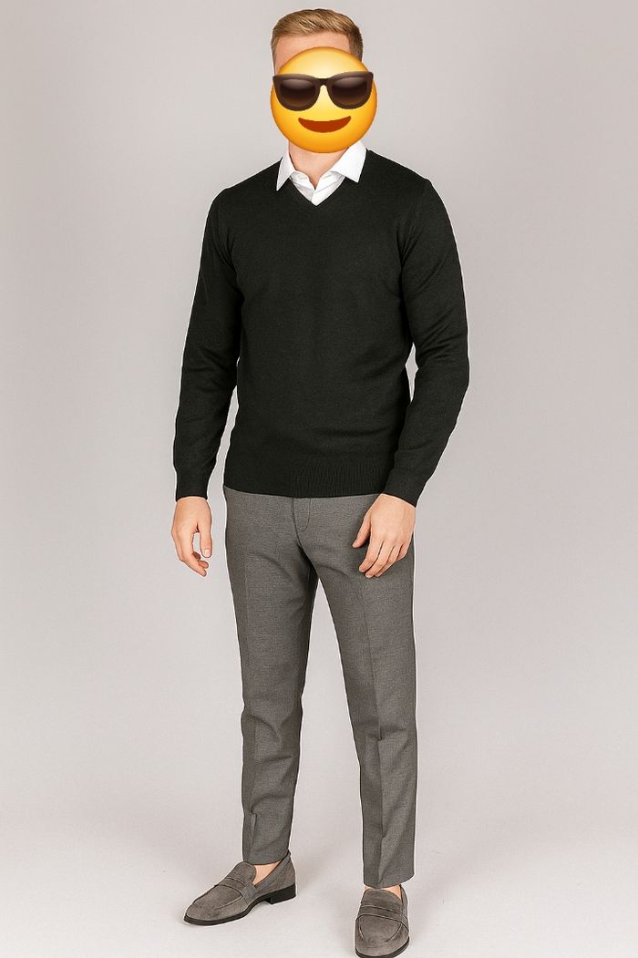 Célio Les Essentiels Pull TailleL - Gris- Col V & ML avec Coudière- Elt Essentiel Vestiaire Homme - photo numéro 3