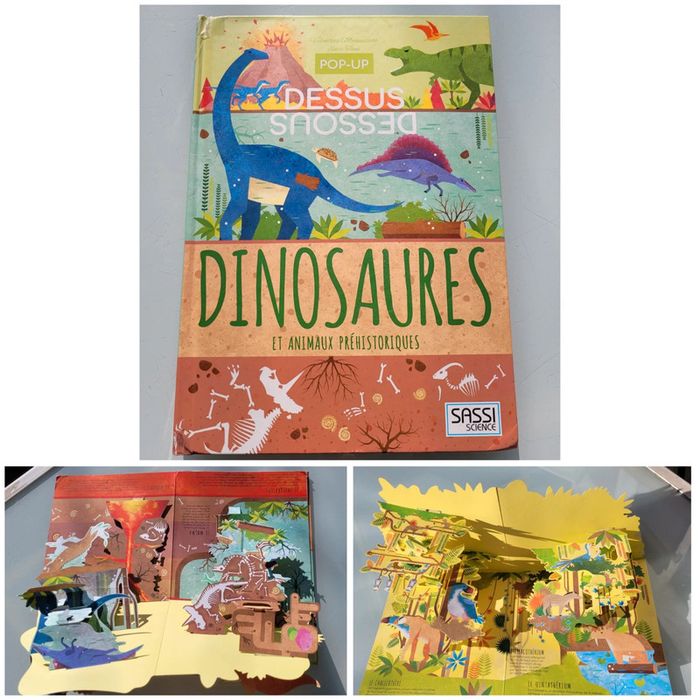 Superbe livre pop-up Dessus/Dessous Dinosaures et animaux préhistoriques