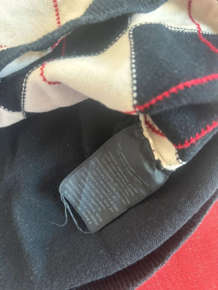 Sweat en col V Tommy Hilfiger taille M blanc à carreau bleu marine et rouge - photo numéro 7