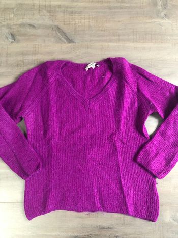 Pull Morgan col v taille S violet lumineux