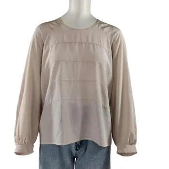 Blouse beige fluide Vicky Valère manches bouffantes made in France T38 estimée A1183