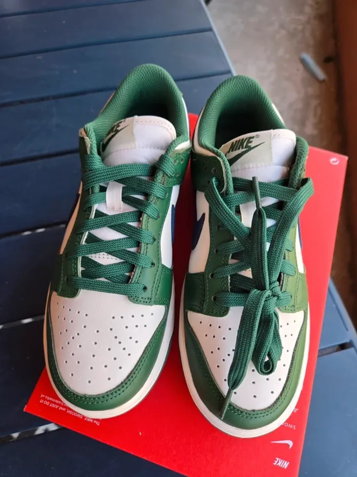 Nike dunk low taille 36 neuves vert bleu creme - photo numéro 4
