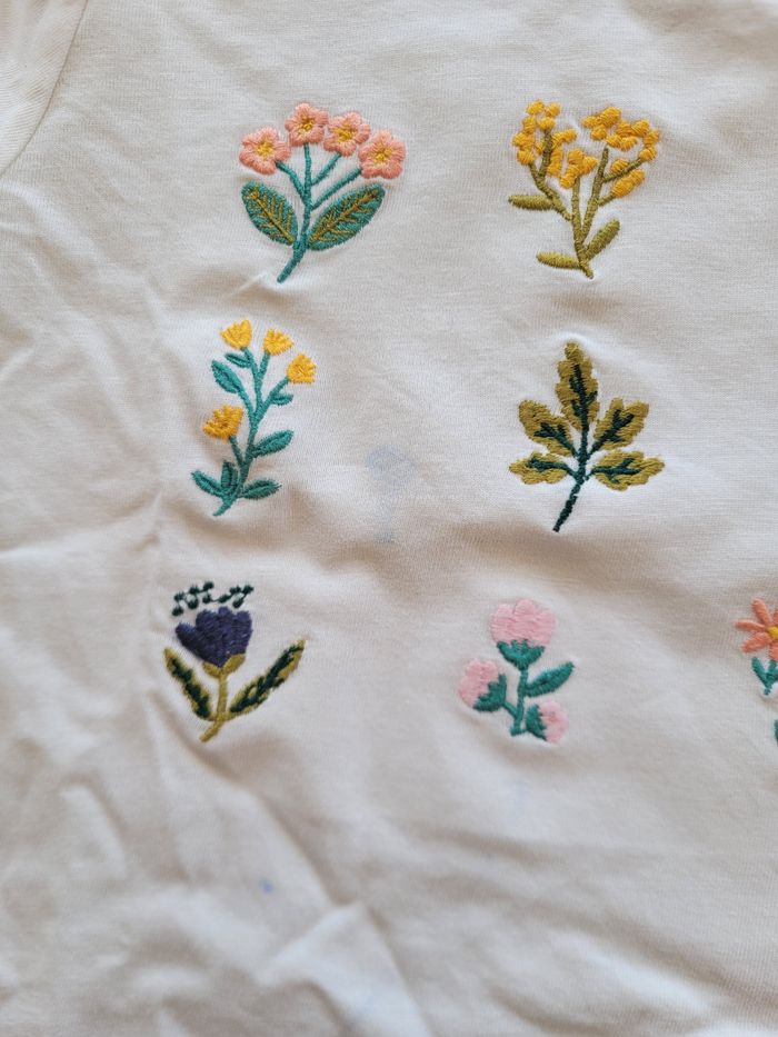 T-shirt blanc broderie fleurs bout'chou - photo numéro 2