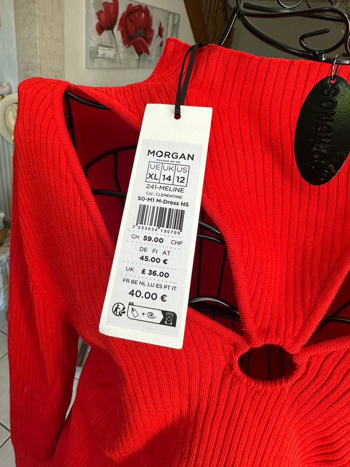 Pull rouge Morgan neuf avec ouverture décolleté - photo numéro 5