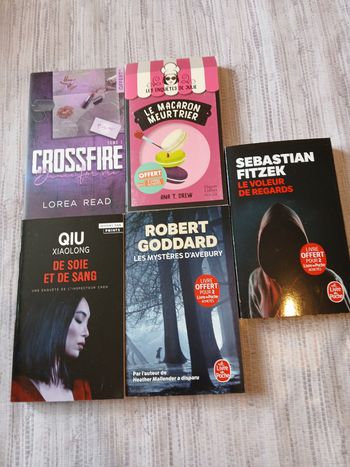 lot 5 livres crossfire,le macaron meurtrier,de soie et de sang,les mysteres d'avebury,le voleur de r