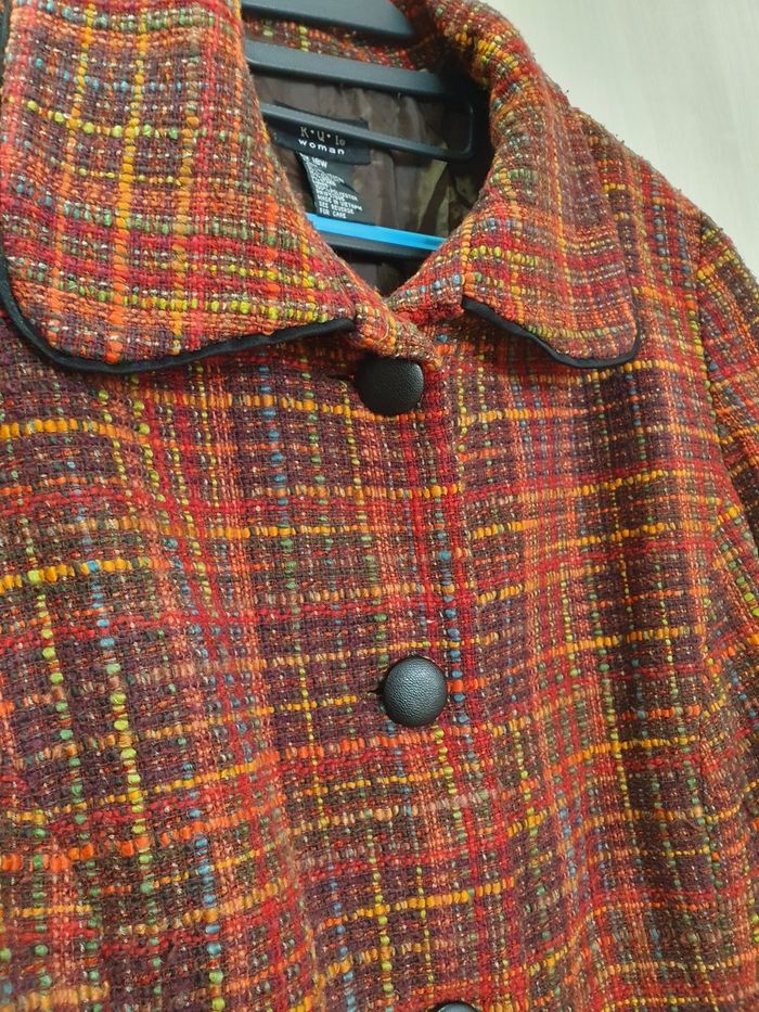 Veste tweed, tons orangés, Très bon état,  taille 44/46 - photo numéro 5