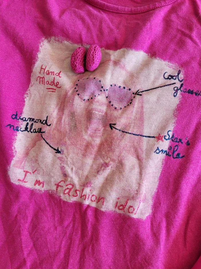 Tee shirt manches longues fuchsia 10 ans fashion idol Lisa Rose - photo numéro 3