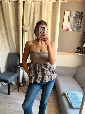 Top bandeau léopard vintage bohème champêtre western country