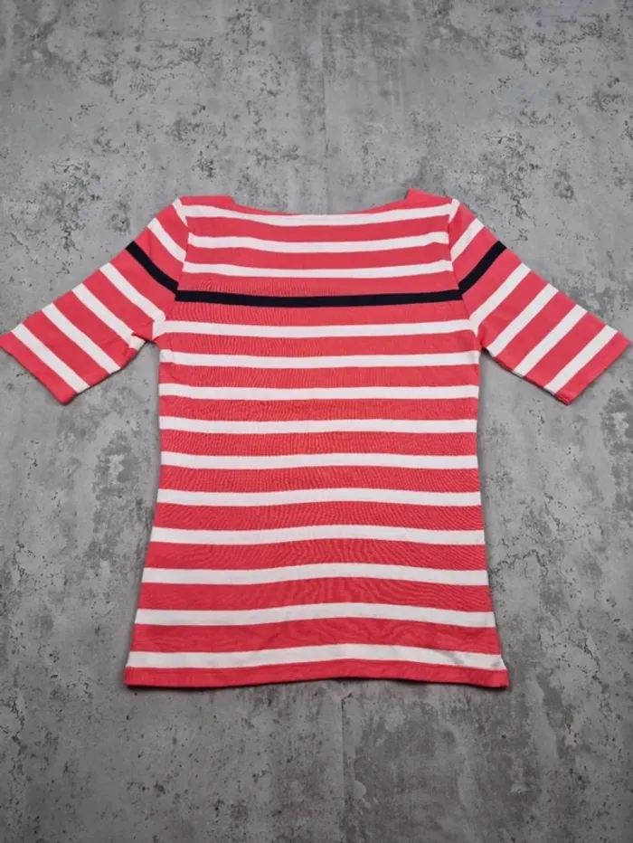 Top marinière Tommy Hilfiger rayé rose/blanc neuf avec étiquette - photo numéro 4