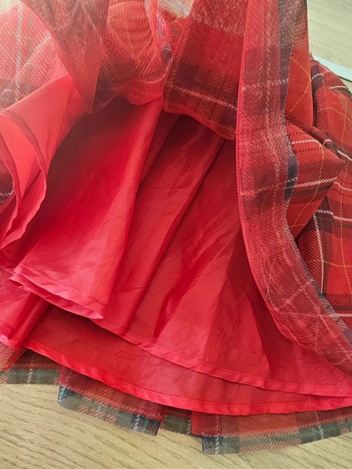 Jupe à tuile à carreaux rouge h&m fille 8/ 10 ans - photo numéro 3