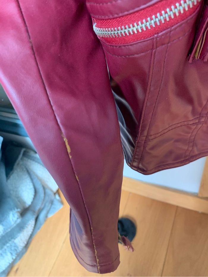 veste en cuir bordeau - photo numéro 6