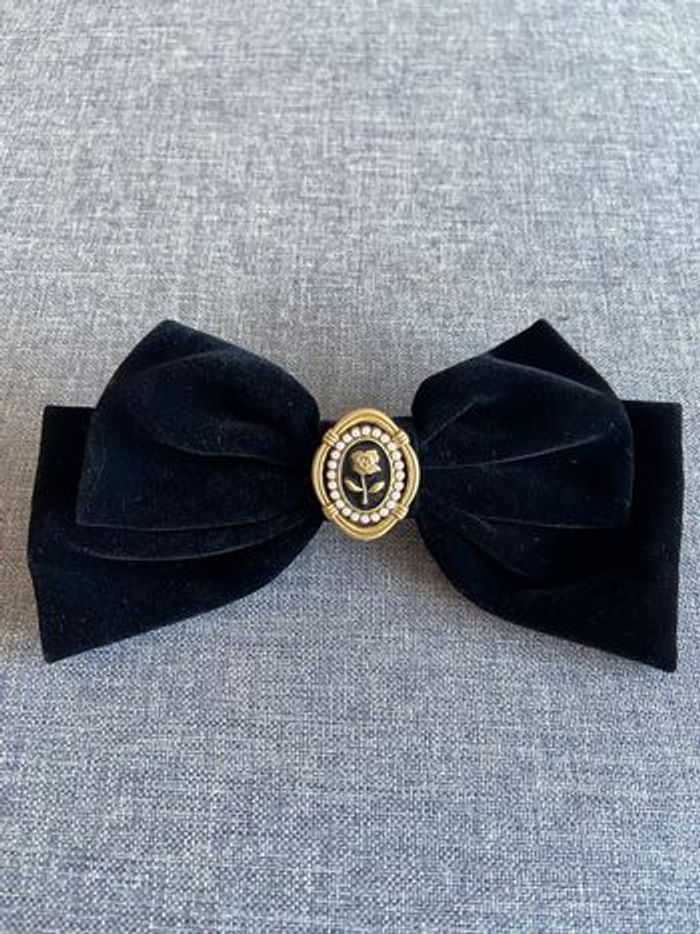 Barrette noeud cheveux velours noir