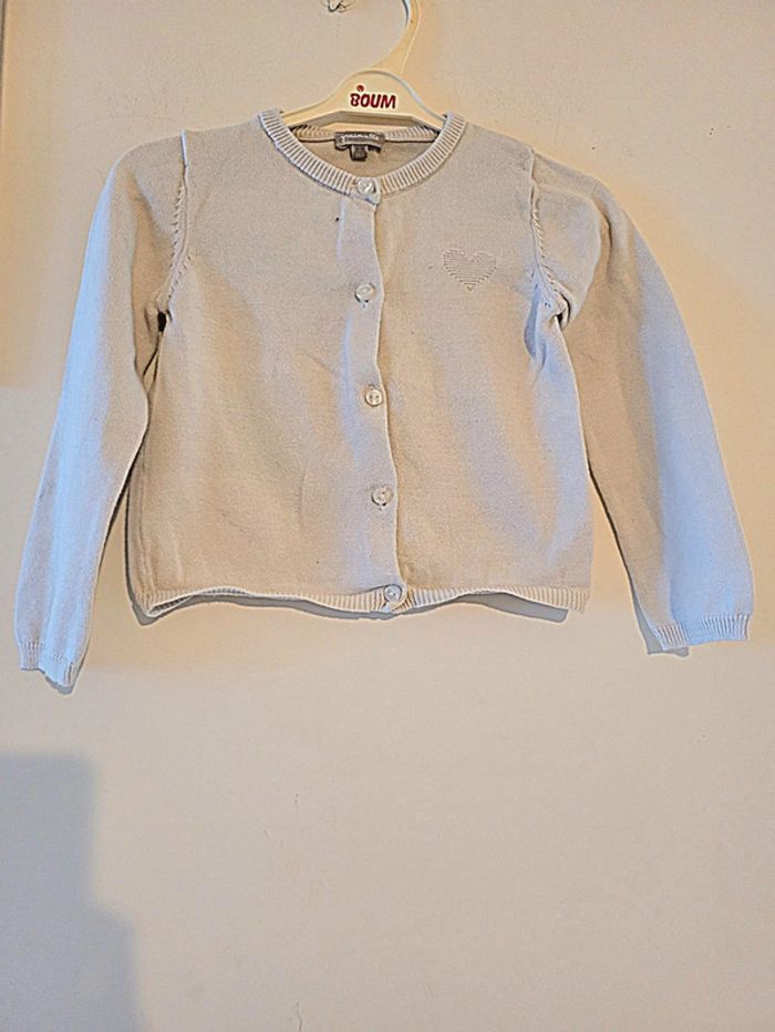 Gilet blanc motif cœur "grain de blé" taille 3 ans - photo numéro 2
