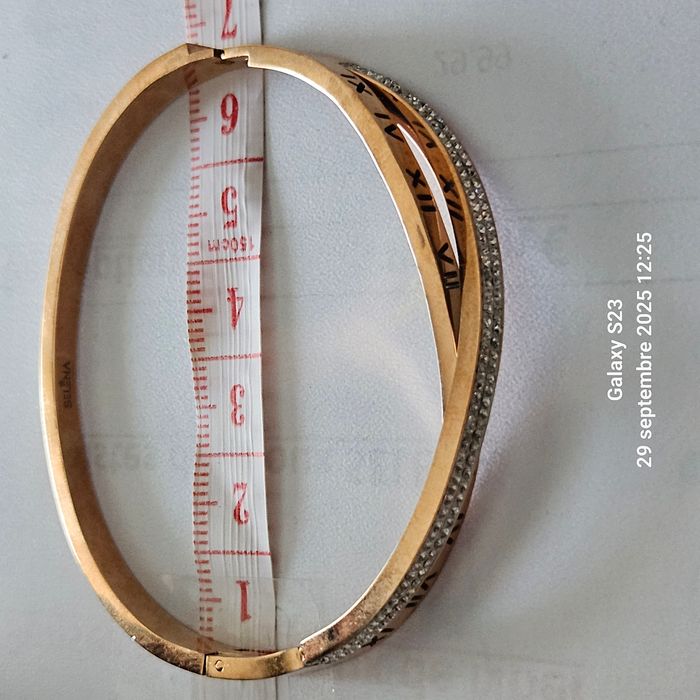 Bracelet Métal Rosé Double Rang – Strass & Chiffres Romains - photo numéro 5