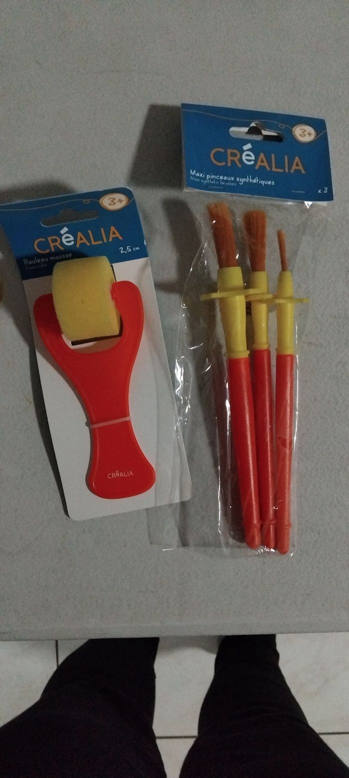 Lot de 3 pinceaux et 1 rouleau pour peinture