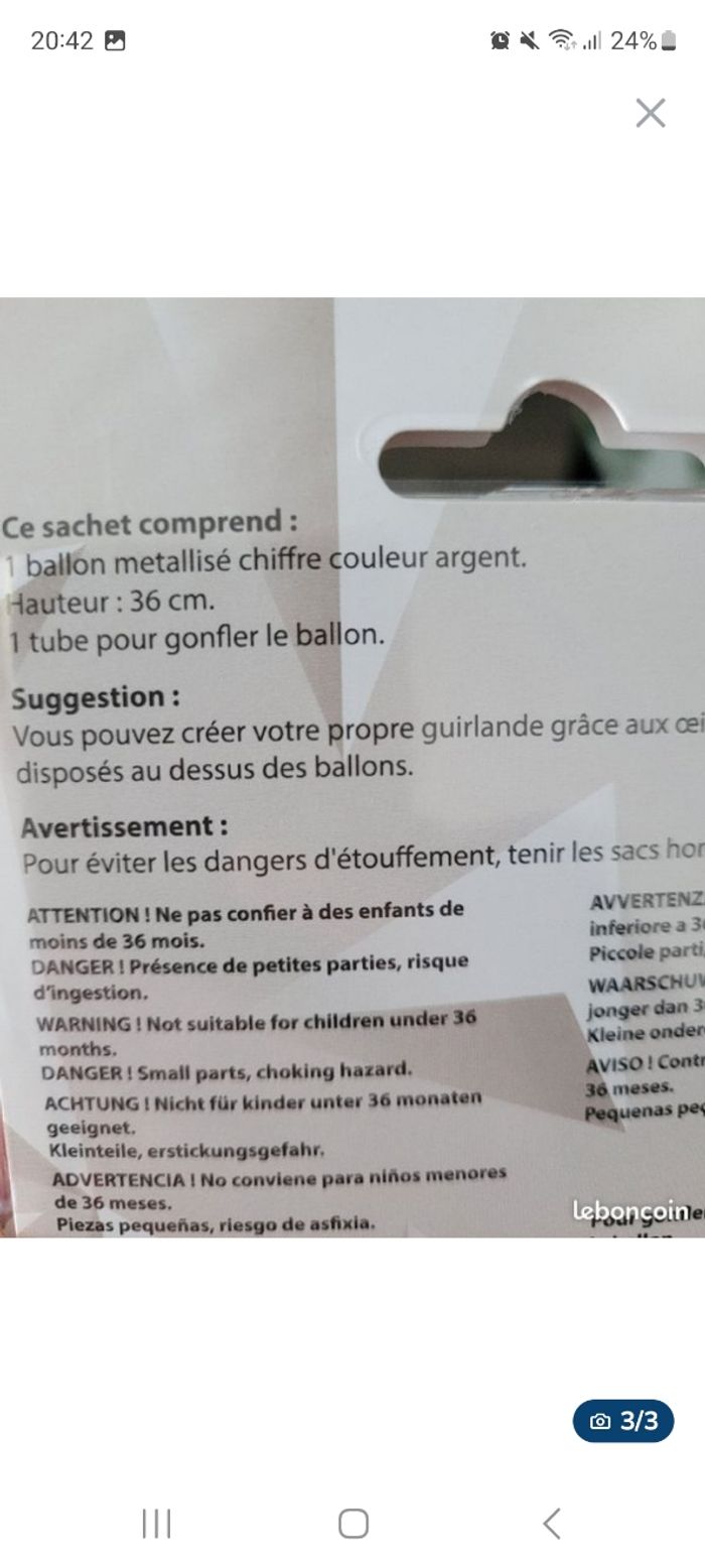 Lot de 2 ballons décoratifs métallisés chiffre 2🌟 - photo numéro 3