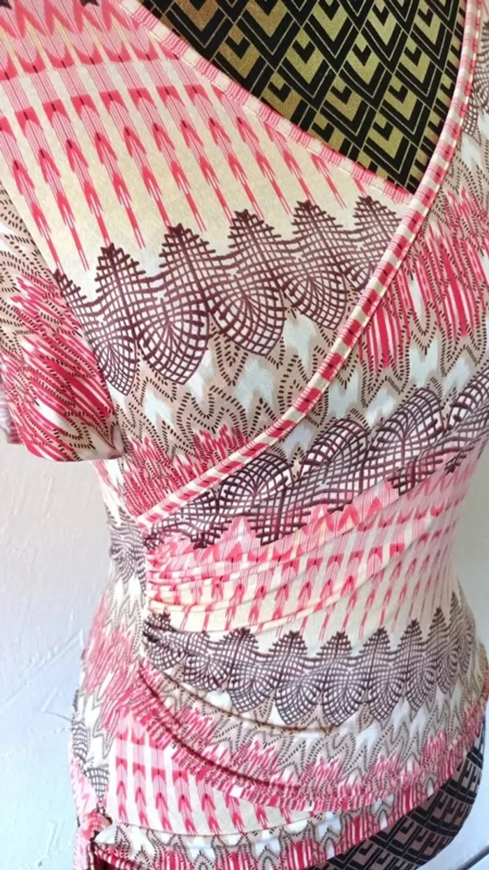 🌸Blouse effet cache-cœur, Sépia, taille 36 - photo numéro 2