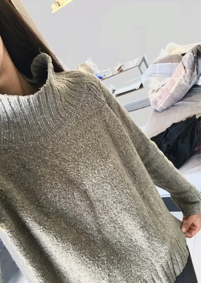 Pull col roulé gris anthracite clair chaud h&m - photo numéro 3