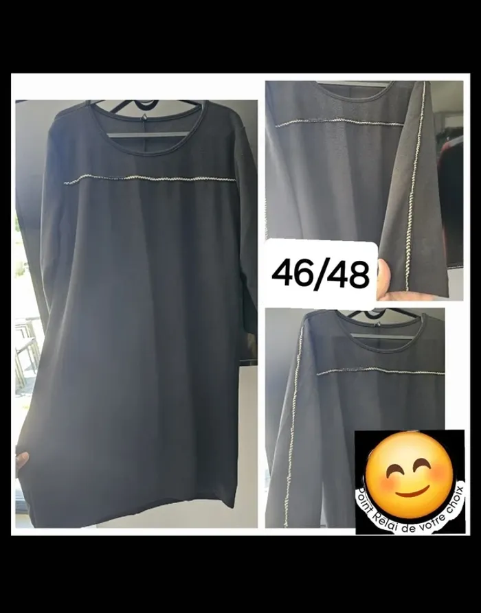 Robe noir/ tee shirt long /tunique noir 46/48 femme