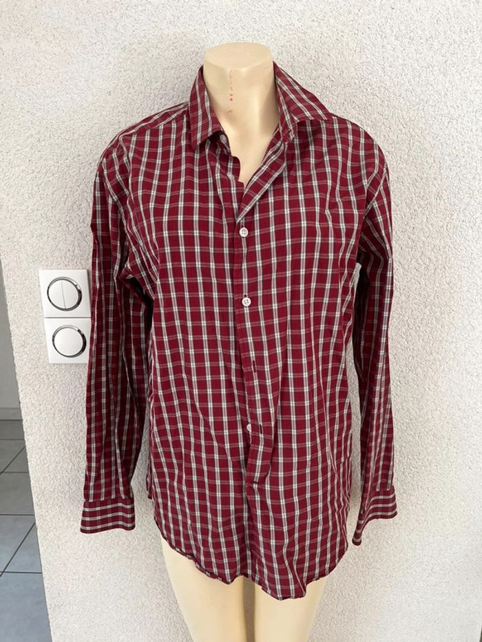 Chemise à carreaux Bordeaux Homme