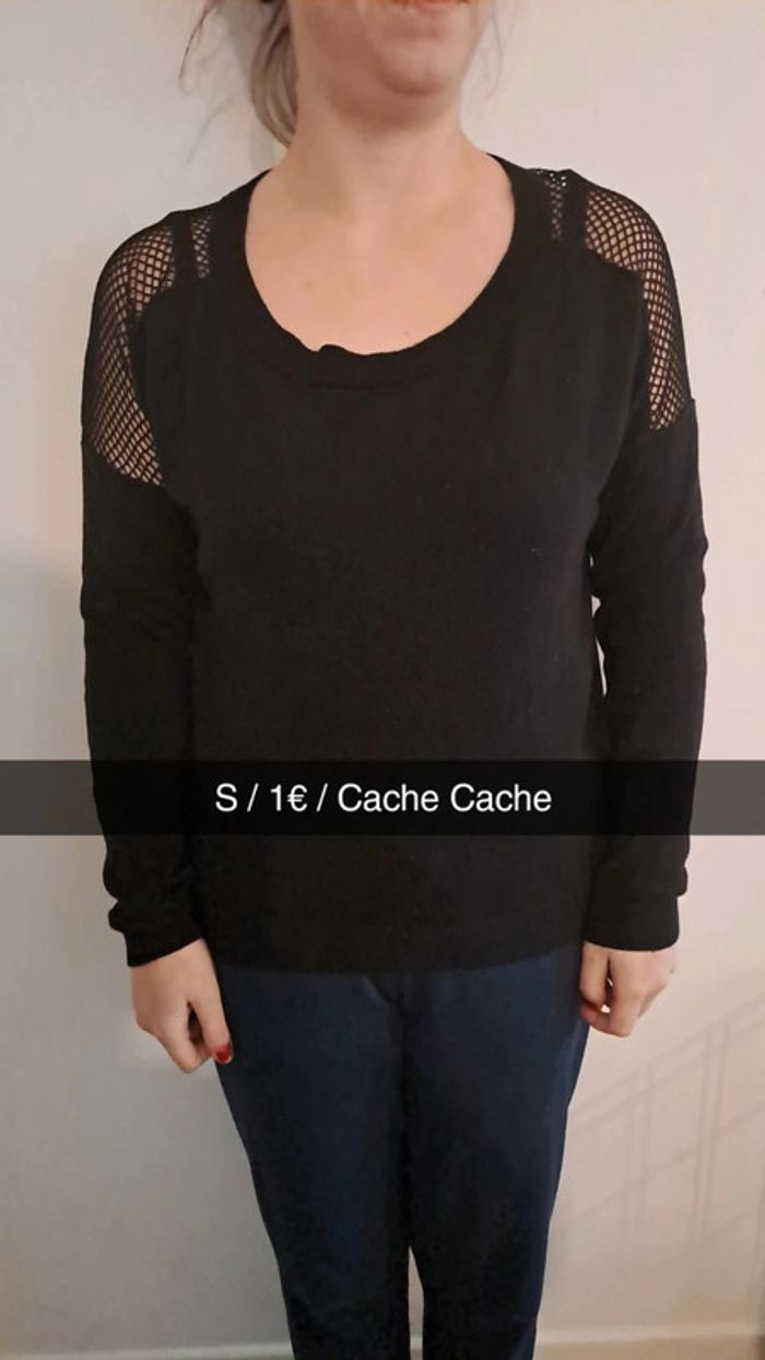 Pull col rond fin noir