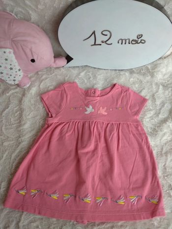 Tunique longue ou robe courte Fille 12 mois Oiseau Fleurs Orchestra