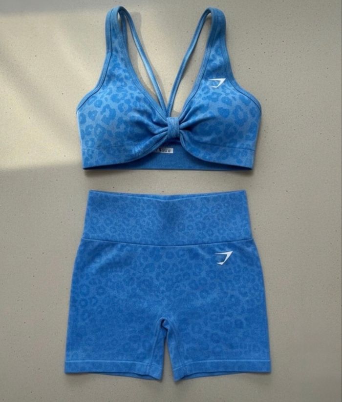 đ Ensemble de Sport Bleu LĂ©opard â BrassiĂšre & Short Cycliste