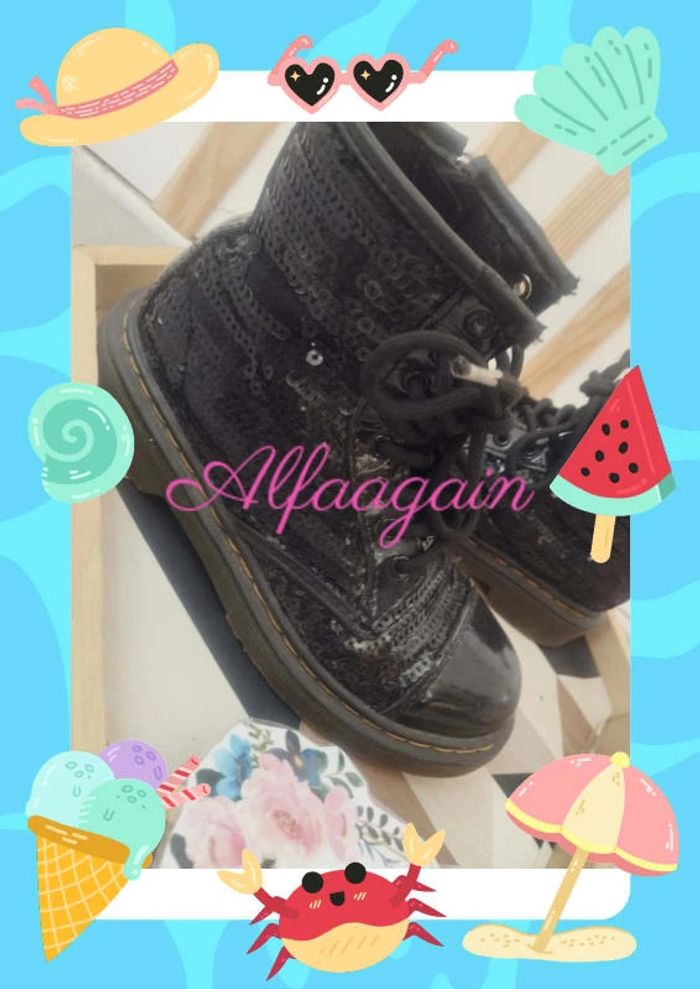 Bottines sequins 30 dr Martens noires - photo numéro 3