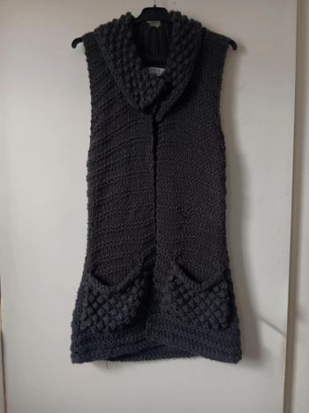 Gilet long sans manches grosse maille anthracite - Nothing Else (Gémo) - Taille L