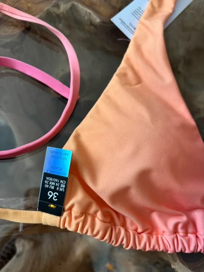 Haut de maillot de bain Etam dégradé orange rose - photo numéro 3