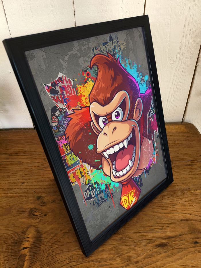 Affiche poster A4 (21×29,7 cm) Donkey Kong Nintendo art mural street art coloré déco gaming - photo numéro 2