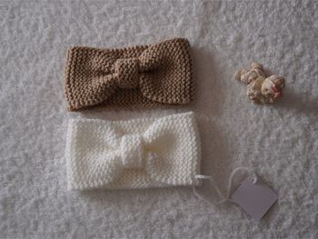 Lot n°1 de 2 Bandeaux beige foncé/blanc neufs Taille : 0/3 mois