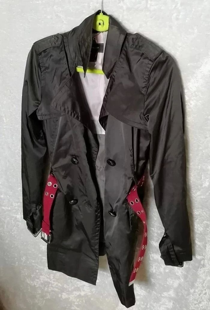 Trench noir ceinture rouge Mango Suit - photo numéro 13